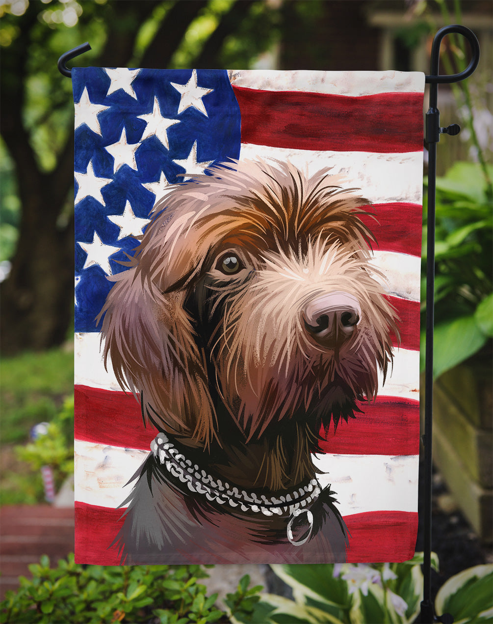 Pudelpointer Dog American Flag Flag Garden Size CK6664GF  the-store.com.