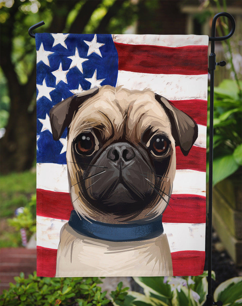 Pug Dog American Flag Flag Garden Size CK6665GF  the-store.com.