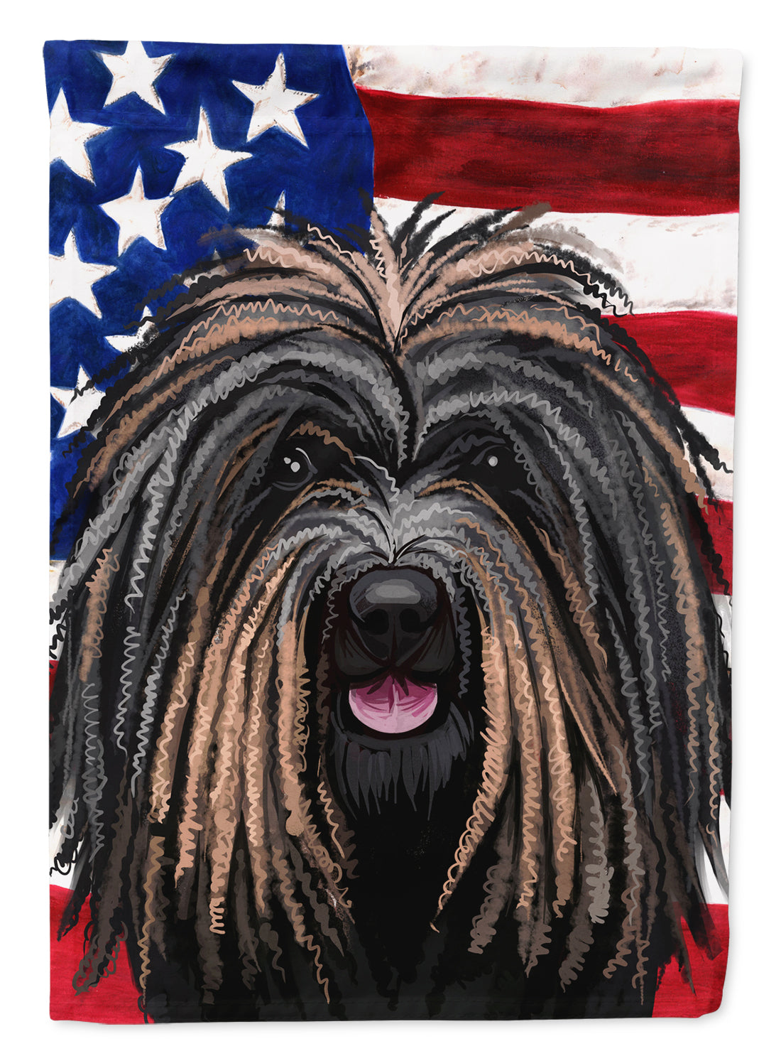 Puli Dog American Flag Flag Canvas House Size CK6666CHF  the-store.com.