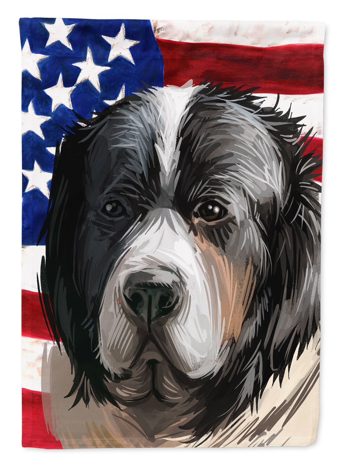 Pyrenean Mastiff Dog American Flag Flag Canvas House Size CK6669CHF  the-store.com.