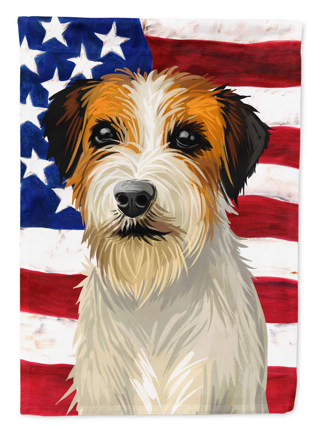 Russell Terrier Dog American Flag Flag Canvas House Size CK6678CHF  the-store.com.