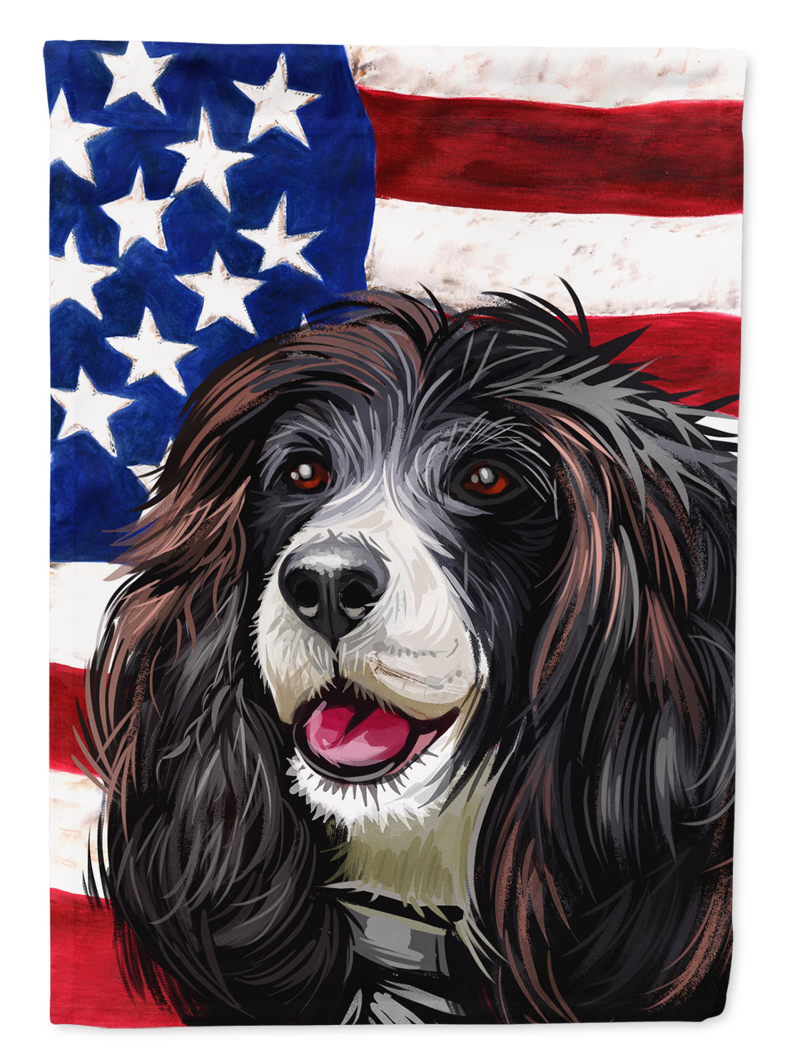 Russian Spaniel Dog American Flag Flag Garden Size CK6679GF  the-store.com.