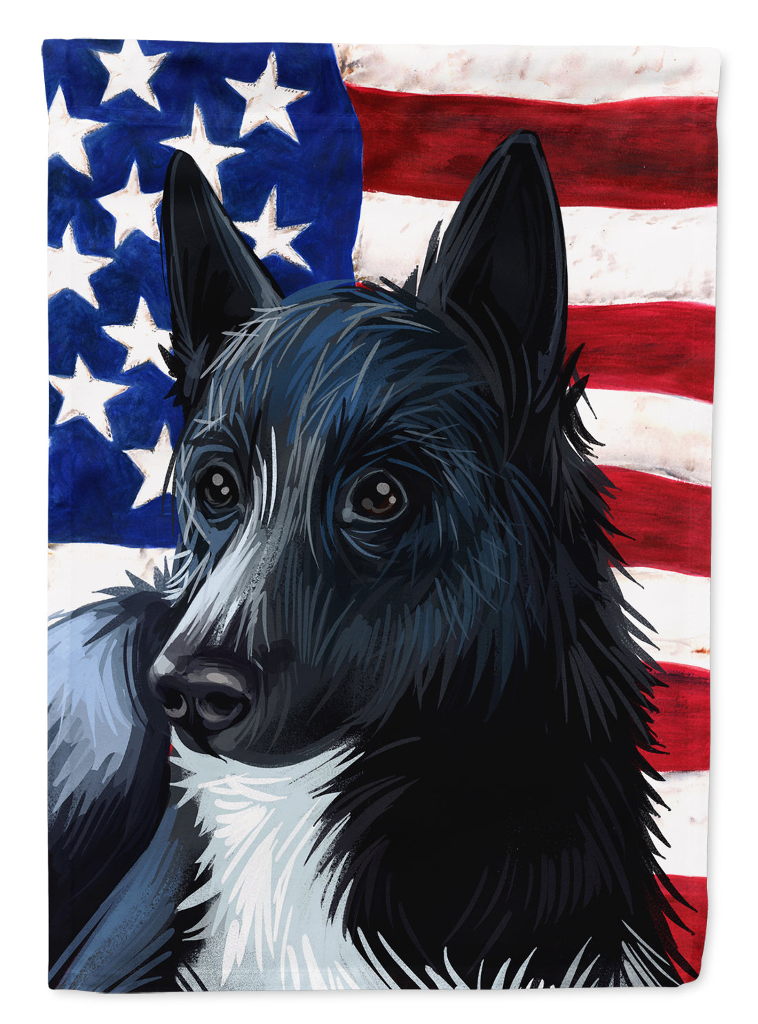 Russo-European Laika Dog American Flag Flag Canvas House Size CK6681CHF  the-store.com.