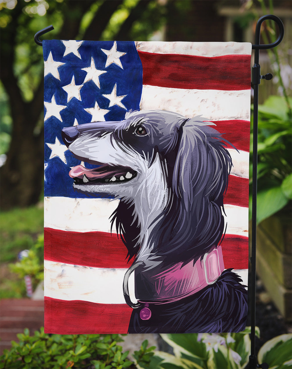 Saluki Dog American Flag Flag Garden Size CK6686GF  the-store.com.