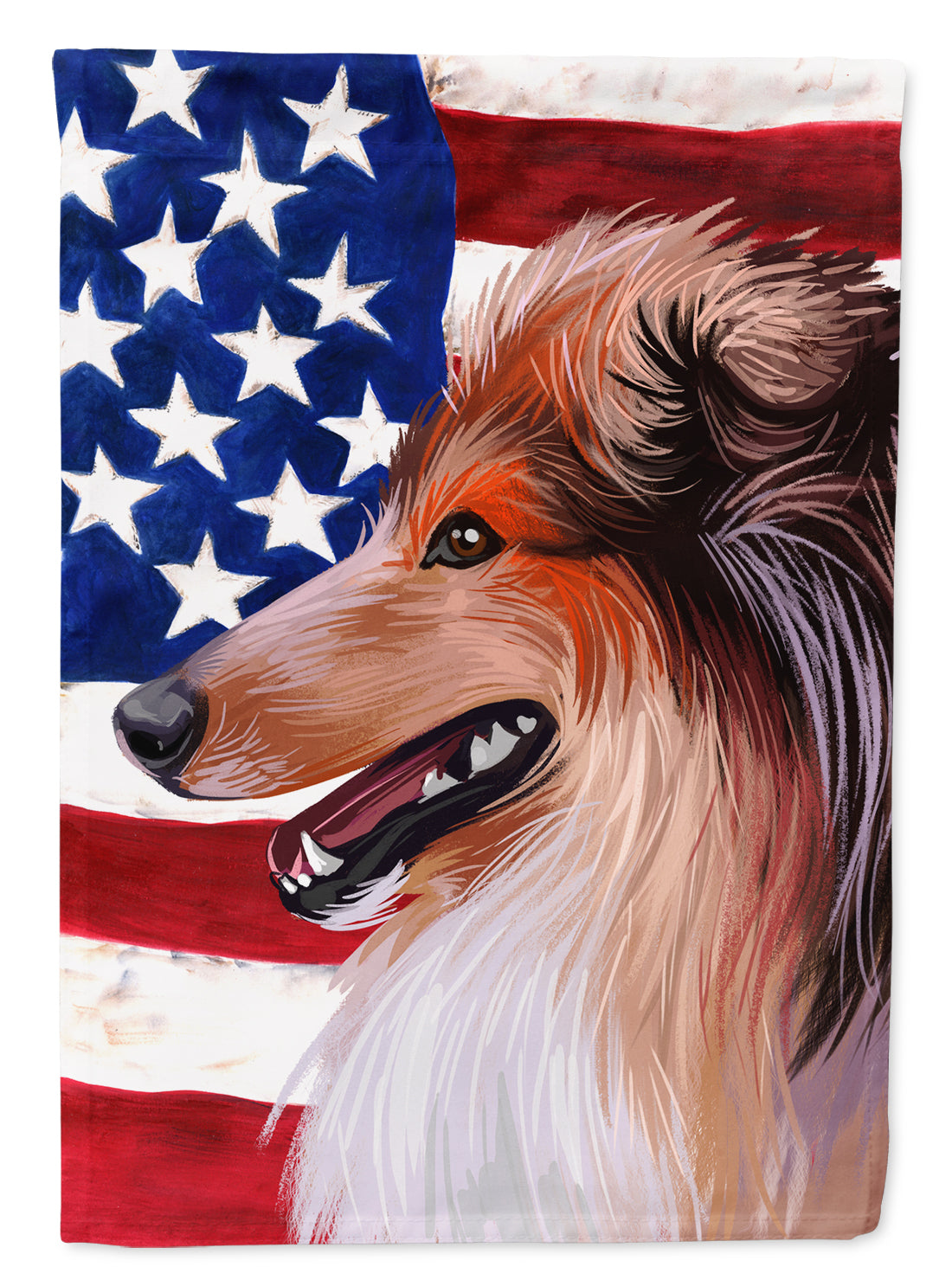 Scotch Collie Dog American Flag Flag Canvas House Size CK6694CHF  the-store.com.