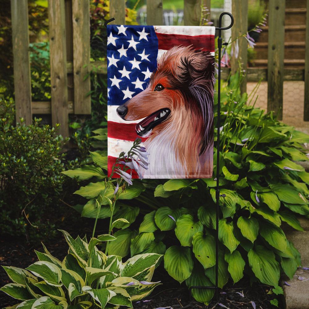 Scotch Collie Dog American Flag Flag Garden Size CK6694GF  the-store.com.