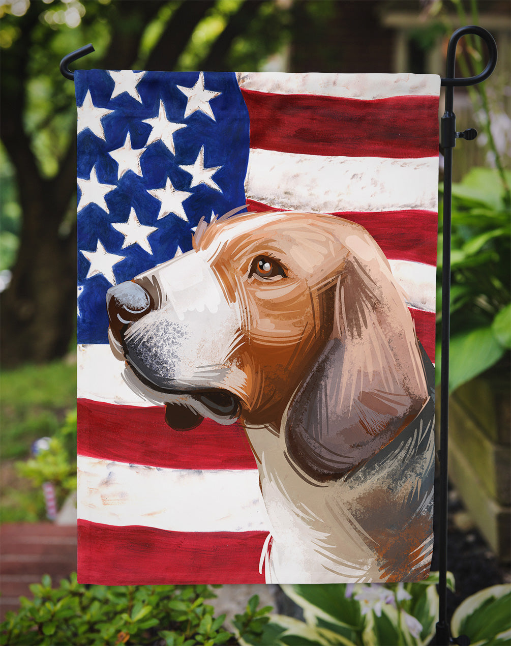 Serbian Tricolour Hound Dog American Flag Flag Garden Size CK6700GF  the-store.com.