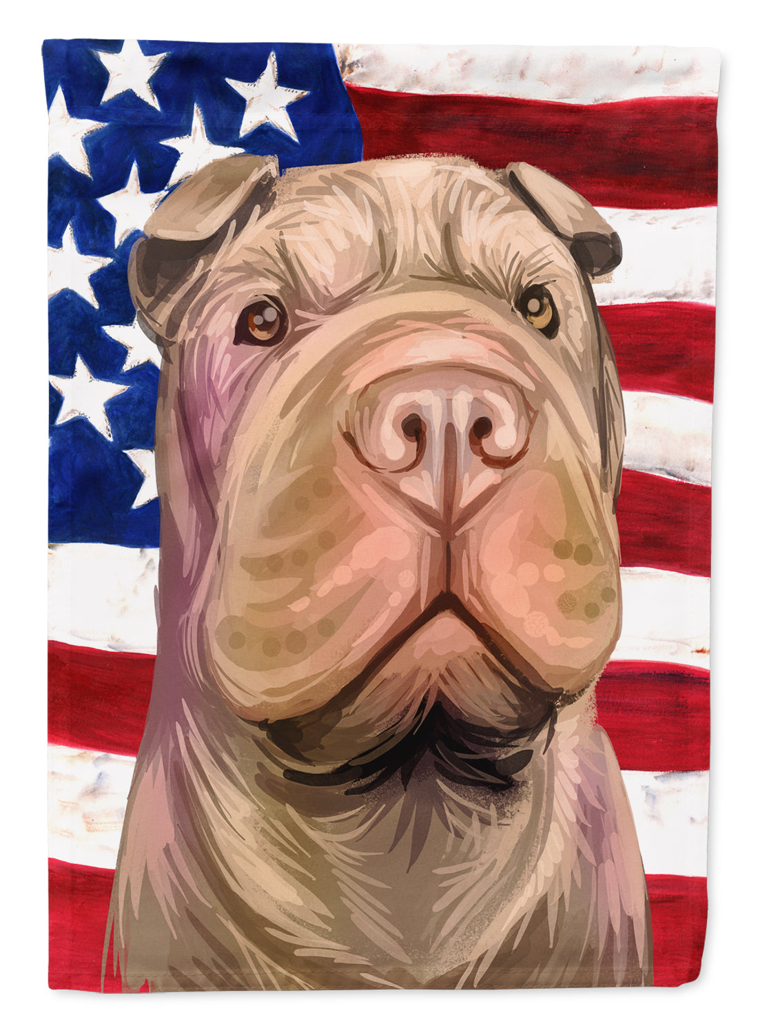 Shar Pei Dog American Flag Flag Canvas House Size CK6702CHF  the-store.com.