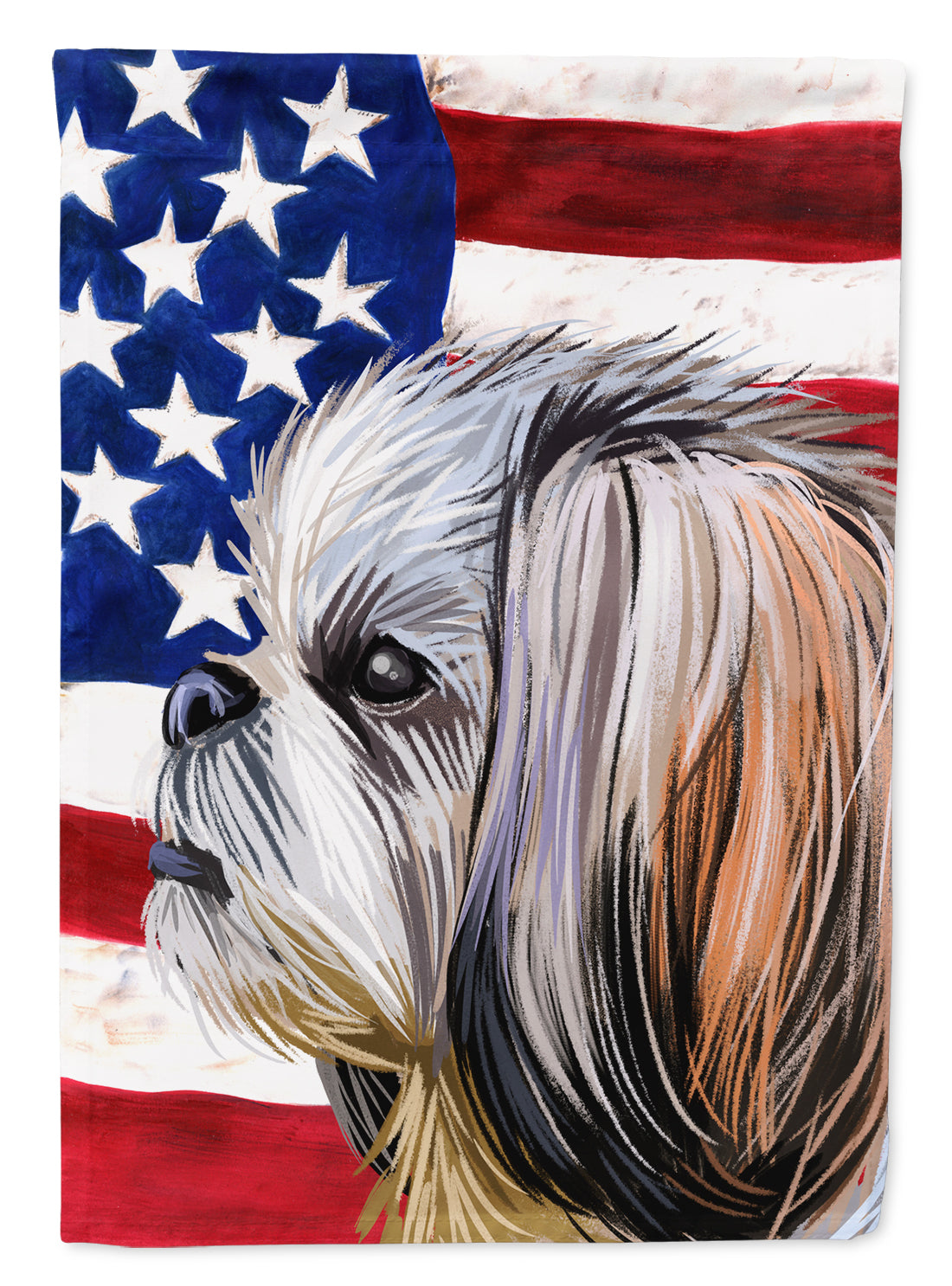 Shih Tzu Dog American Flag Flag Canvas House Size CK6705CHF  the-store.com.