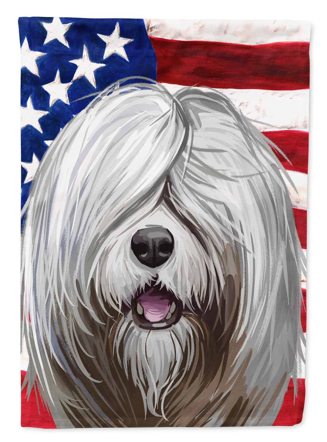 South Russian Ovcharka Dog American Flag Flag Garden Size CK6716GF  the-store.com.