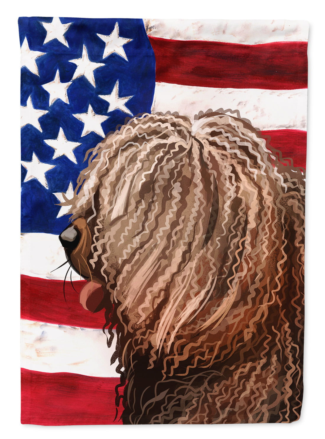 Spanish Water Dog American Flag Flag Canvas House Size CK6719CHF  the-store.com.