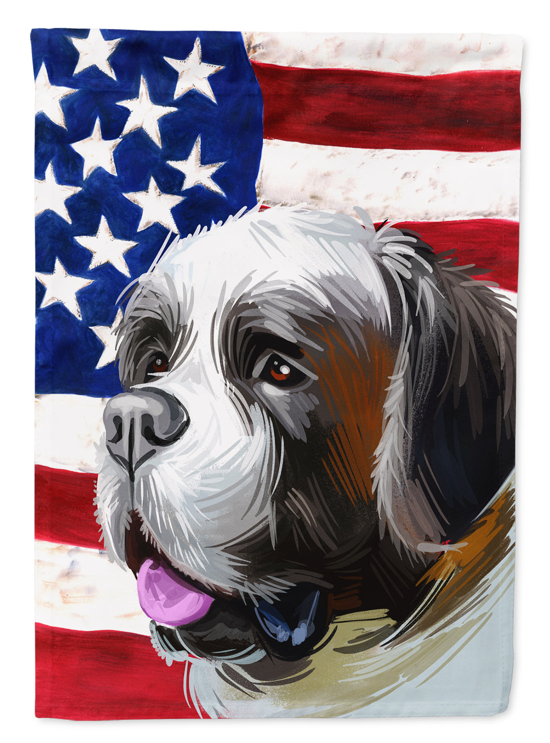 Saint Bernard American Flag Flag Canvas House Size CK6722CHF  the-store.com.