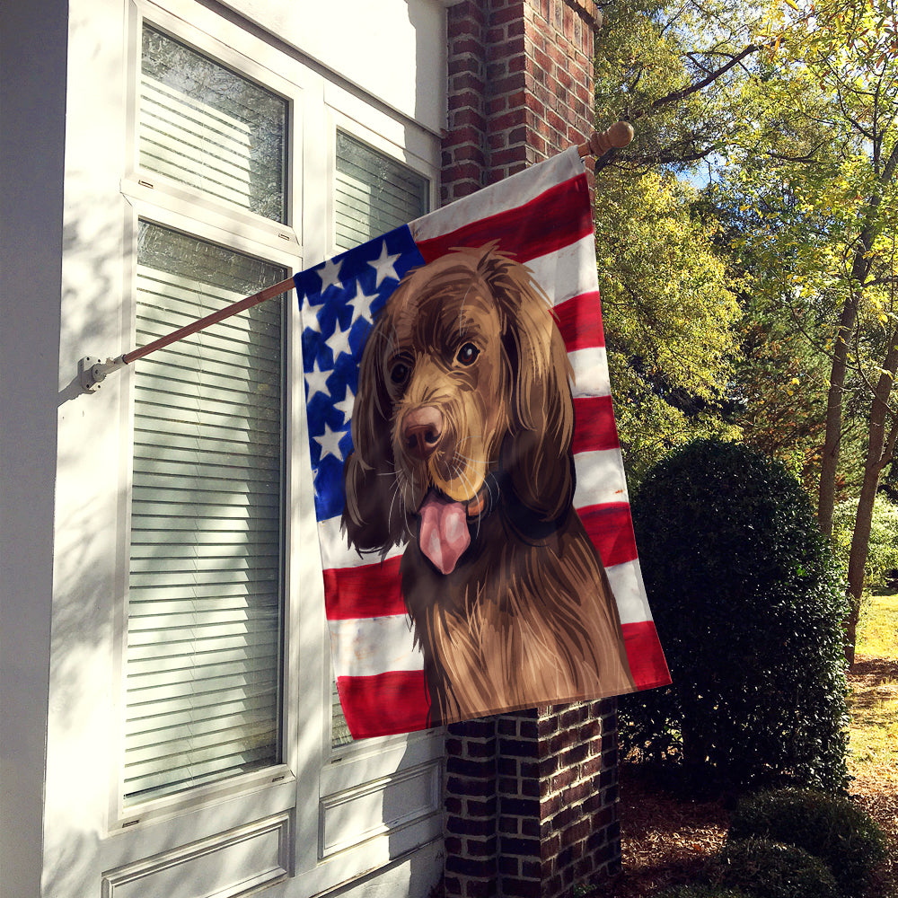 Sussex Spaniel Dog American Flag Flag Canvas House Size CK6729CHF  the-store.com.