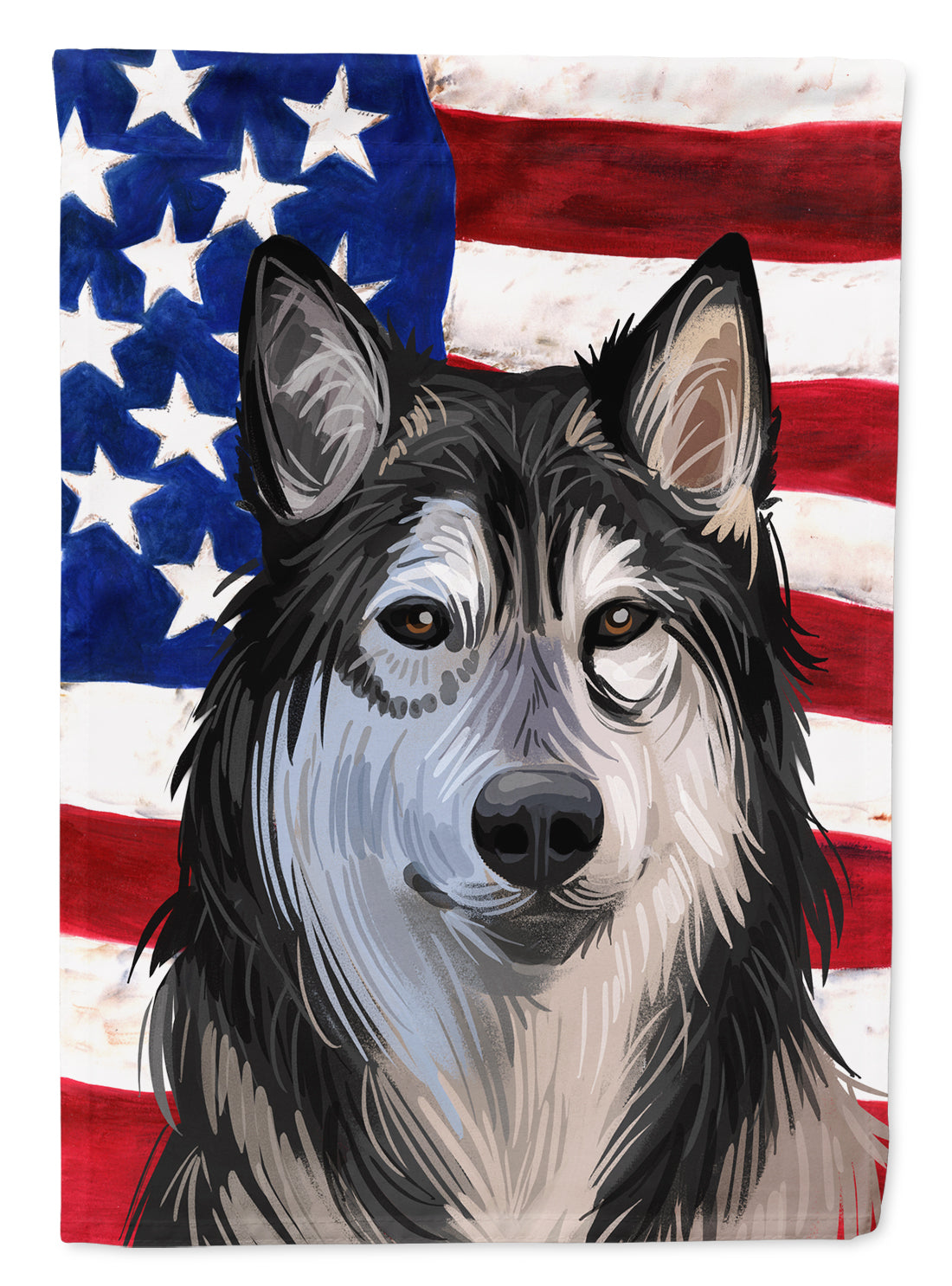 Tamaskan Dog American Flag Flag Canvas House Size CK6734CHF  the-store.com.