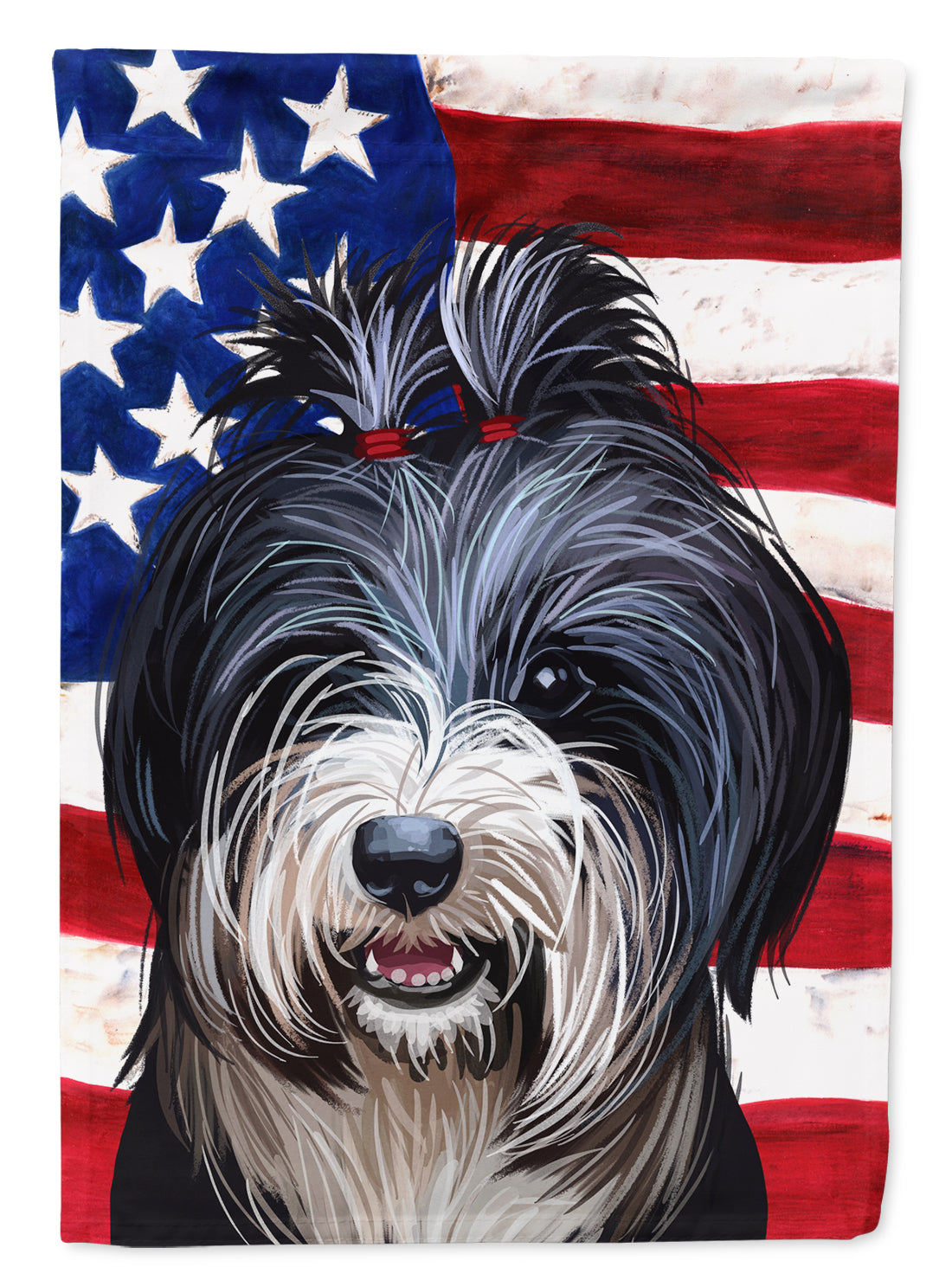 Tibetan Terrier American Flag Flag Canvas House Size CK6740CHF  the-store.com.