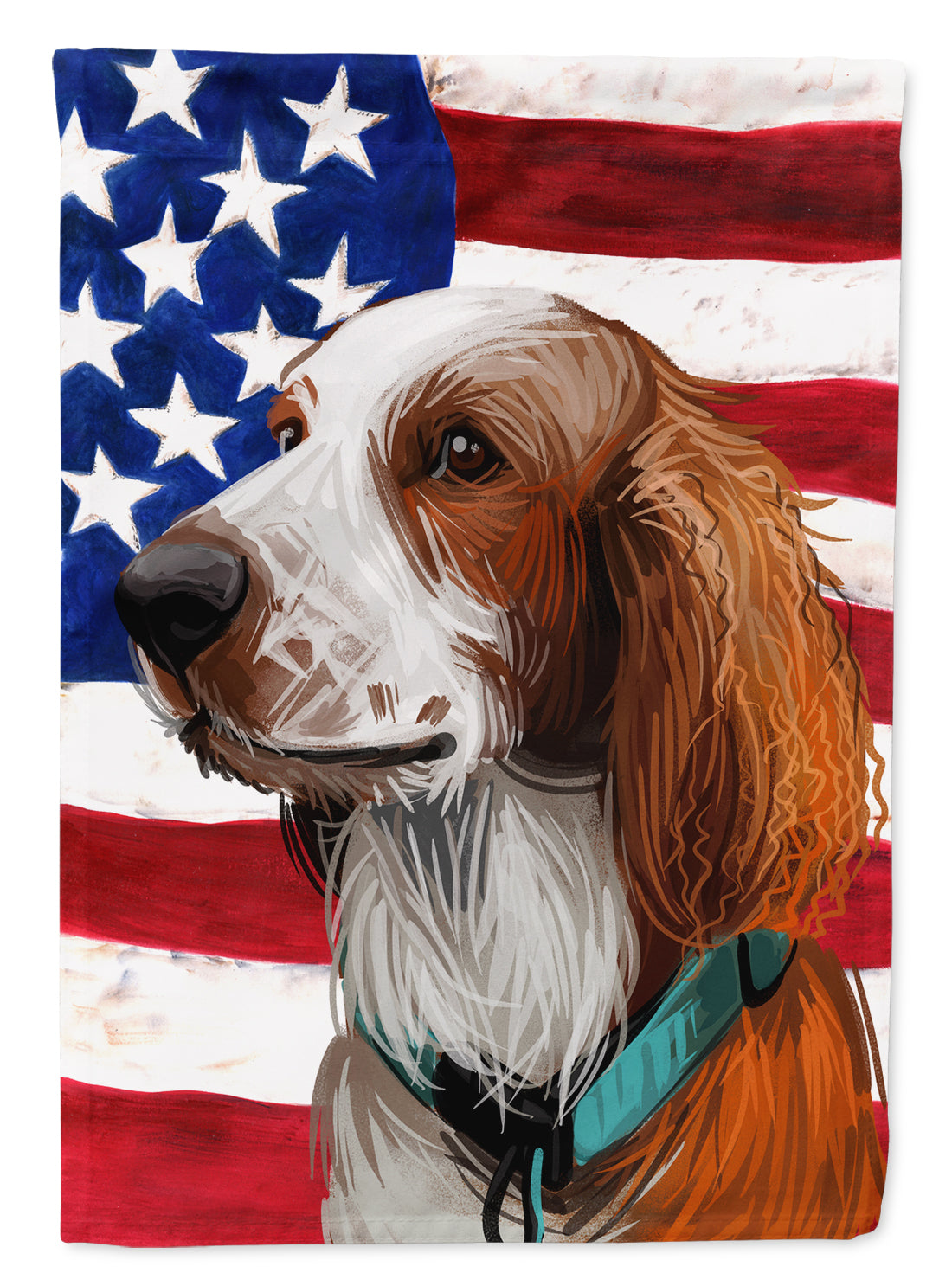 Welsh Springer Spaniel American Flag Flag Canvas House Size CK6753CHF  the-store.com.