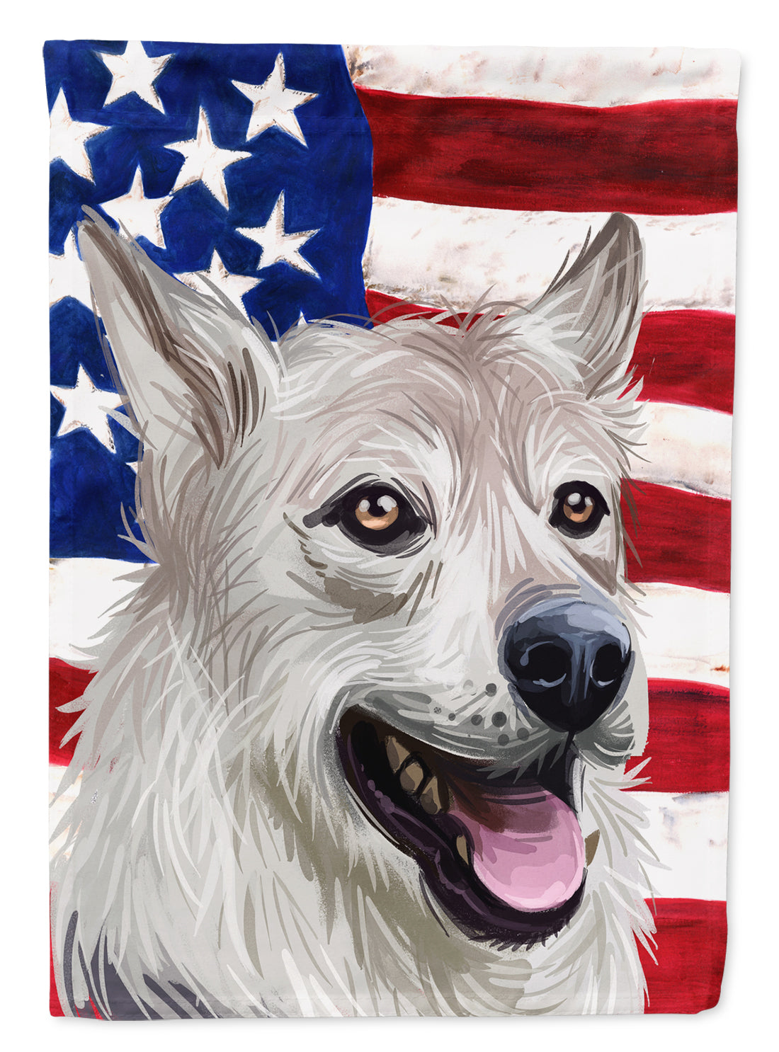 West Siberian Laika American Flag Flag Canvas House Size CK6756CHF  the-store.com.