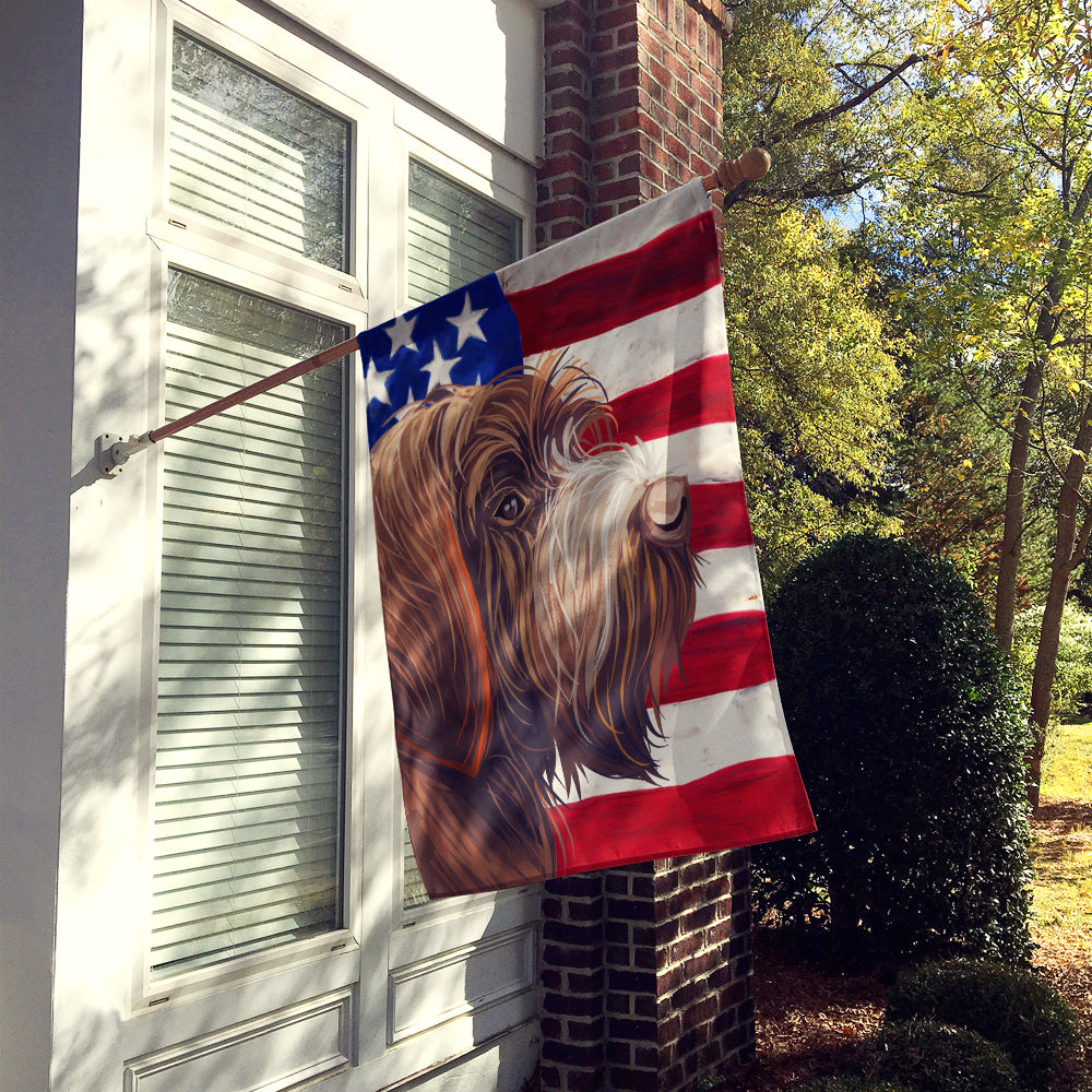 Wirehaired Pointing Griffon American Flag Flag Canvas House Size CK6757CHF  the-store.com.