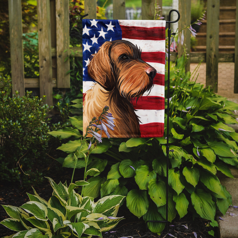 Wirehaired Vizsla American Flag Flag Garden Size CK6758GF  the-store.com.