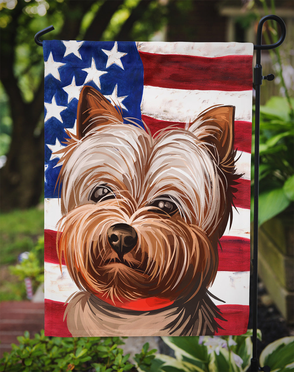 Yorkshire Terrier American Flag Flag Garden Size CK6760GF  the-store.com.