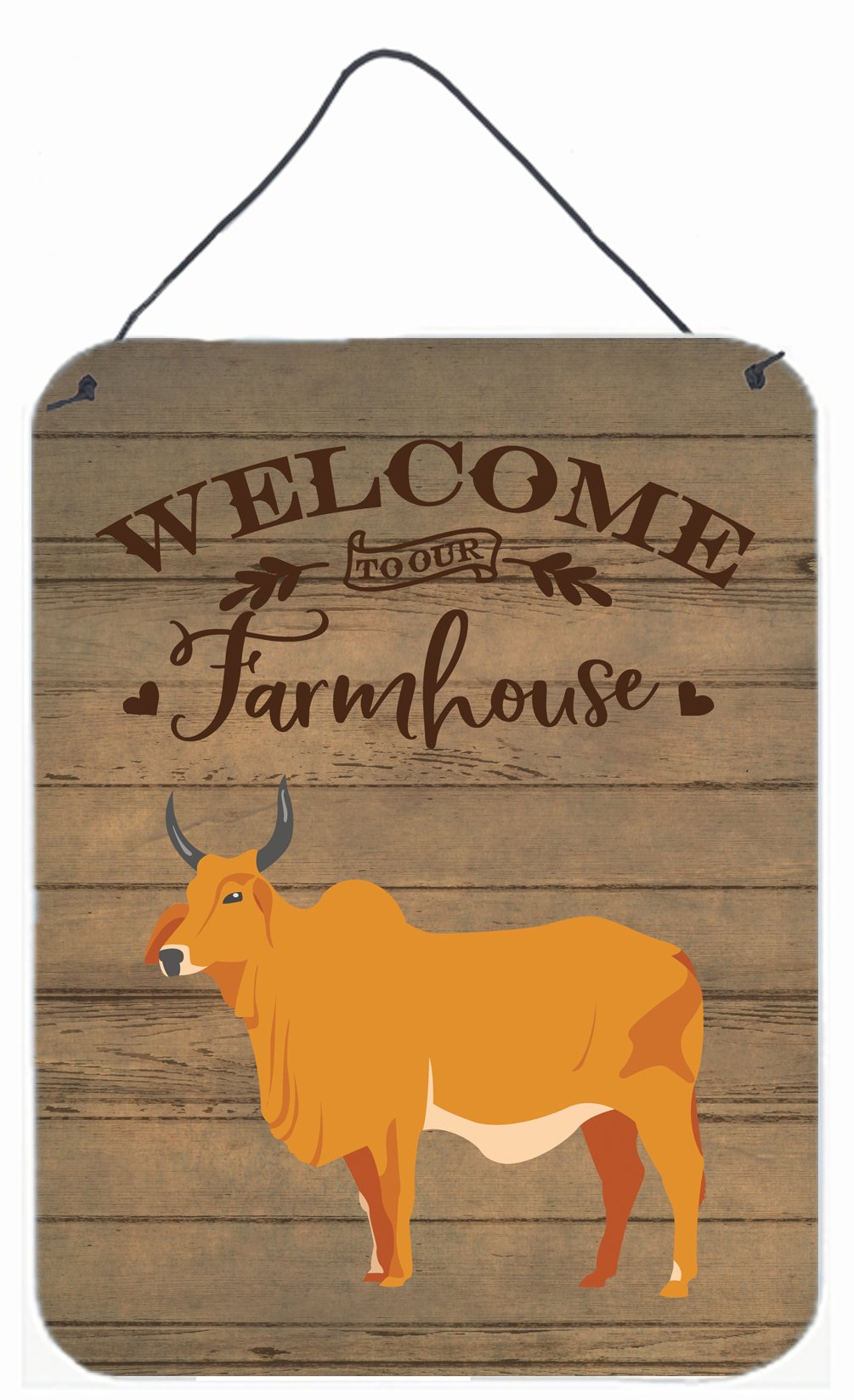 Zebu Indicine Cow Welcome Wall or Door Hanging Prints CK6769DS1216 by Caroline's Treasures