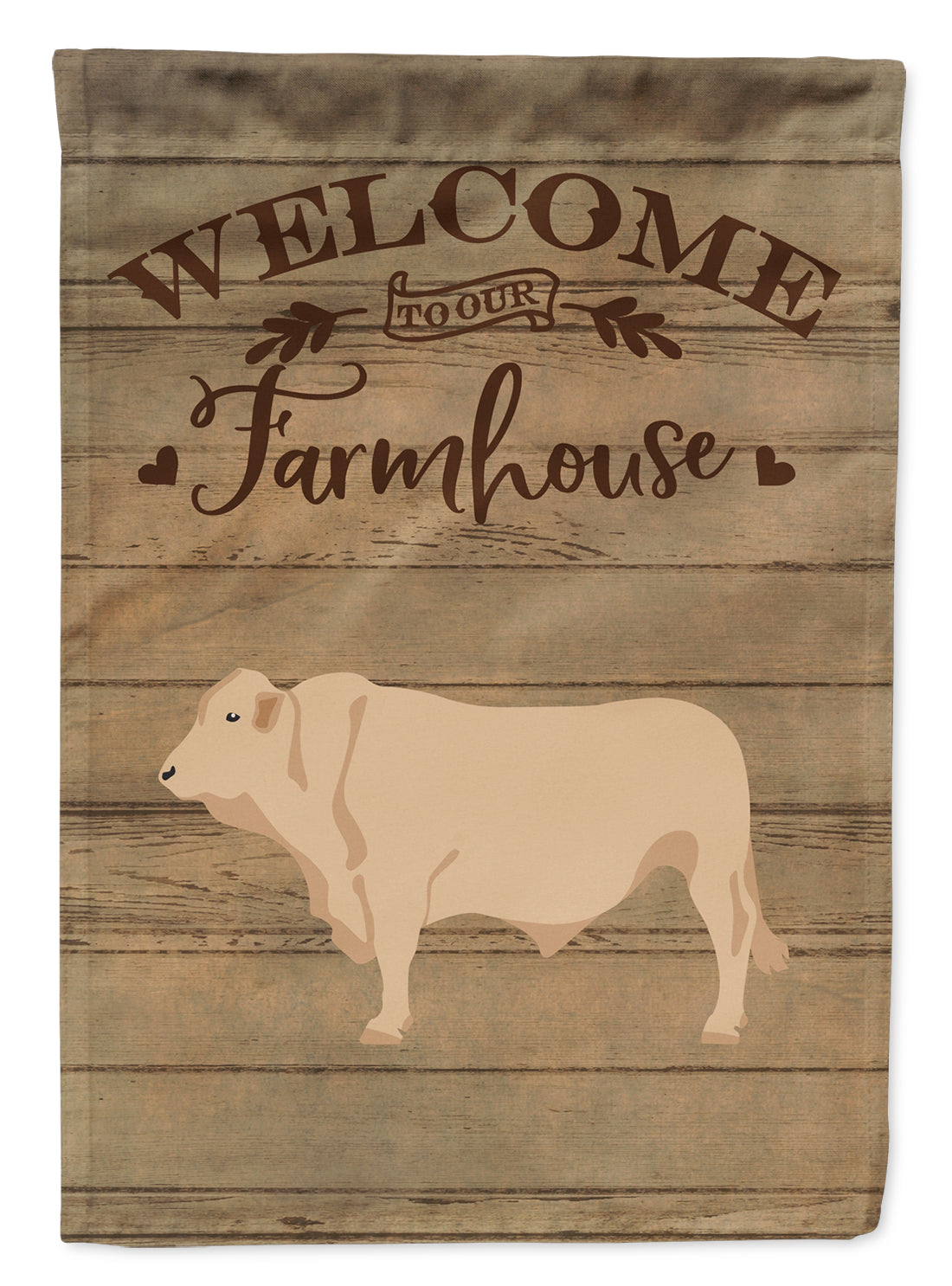 Charolais Cow Welcome Flag Canvas House Size CK6770CHF  the-store.com.