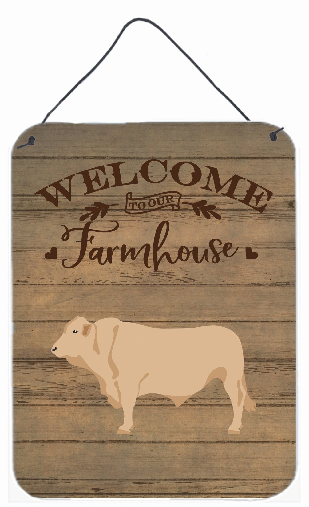 Charolais Cow Welcome Wall or Door Hanging Prints CK6770DS1216 by Caroline's Treasures