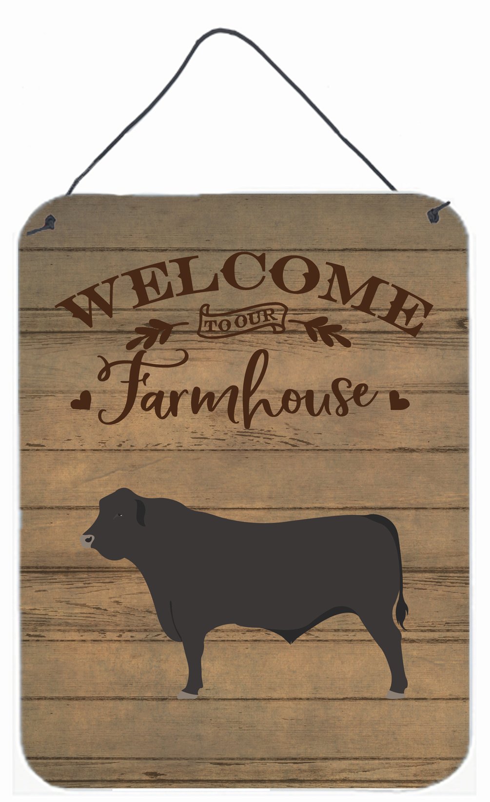 Black Angus Cow Welcome Wall or Door Hanging Prints CK6772DS1216 by Caroline&#39;s Treasures