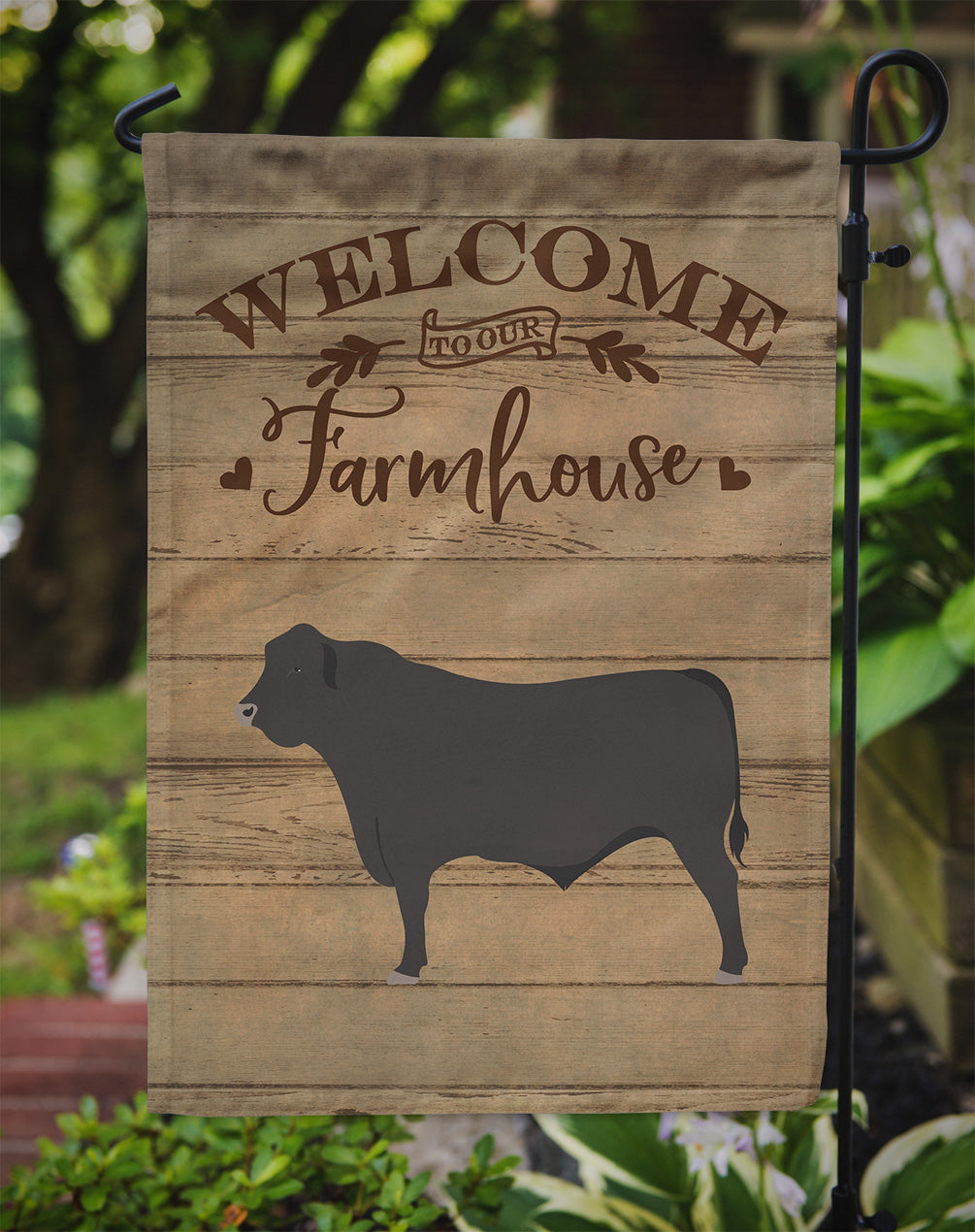 Black Angus Cow Welcome Flag Garden Size CK6772GF  the-store.com.