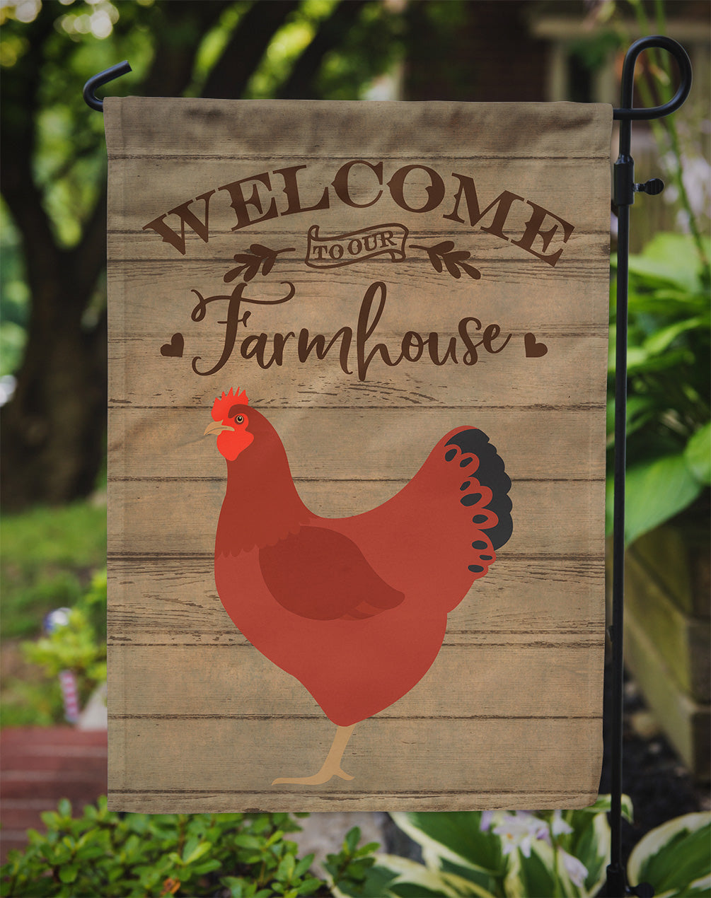 New Hampshire Red Chicken Welcome Flag Garden Size CK6787GF  the-store.com.