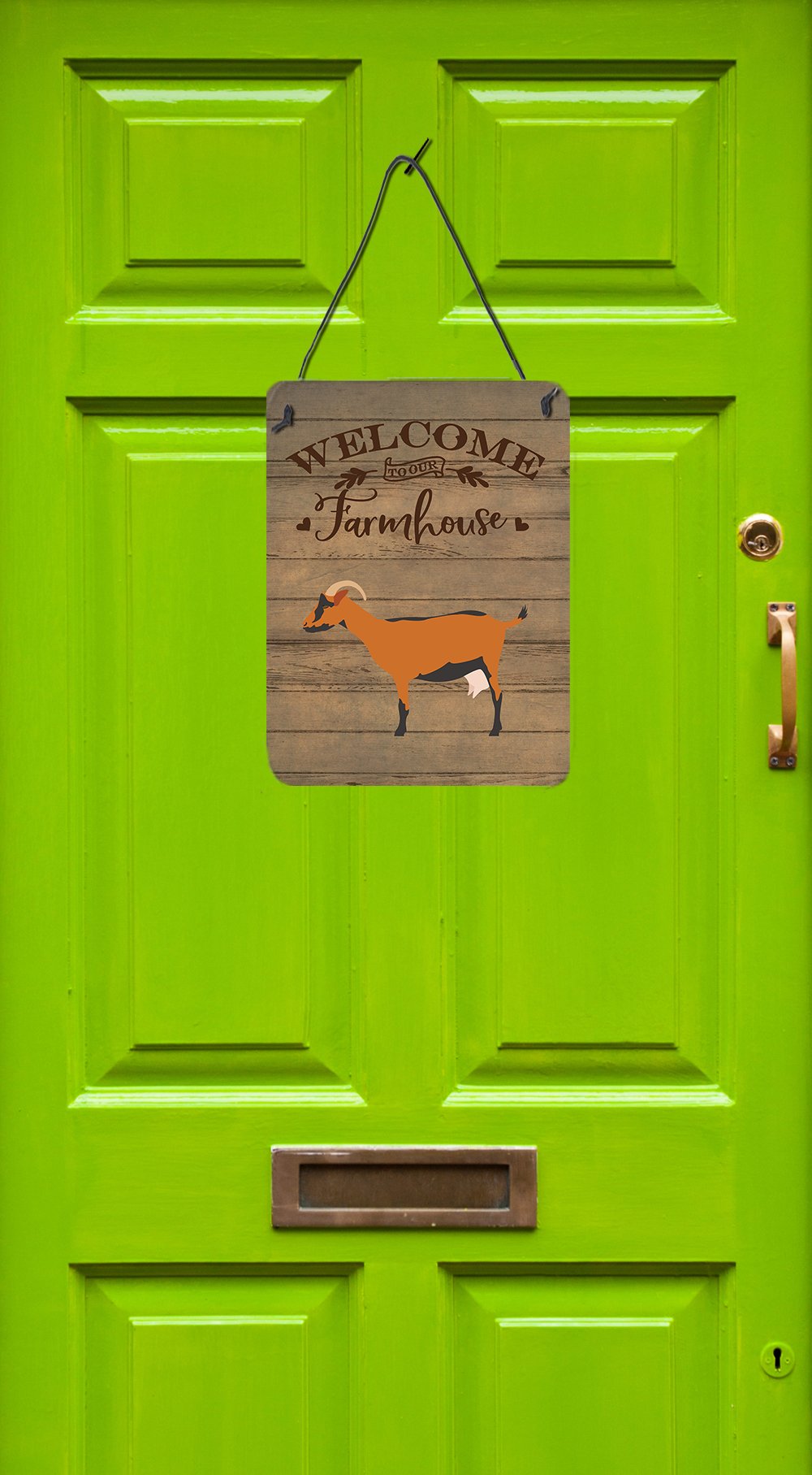 Oberhasli Goat Welcome Wall or Door Hanging Prints CK6832DS1216 by Caroline's Treasures