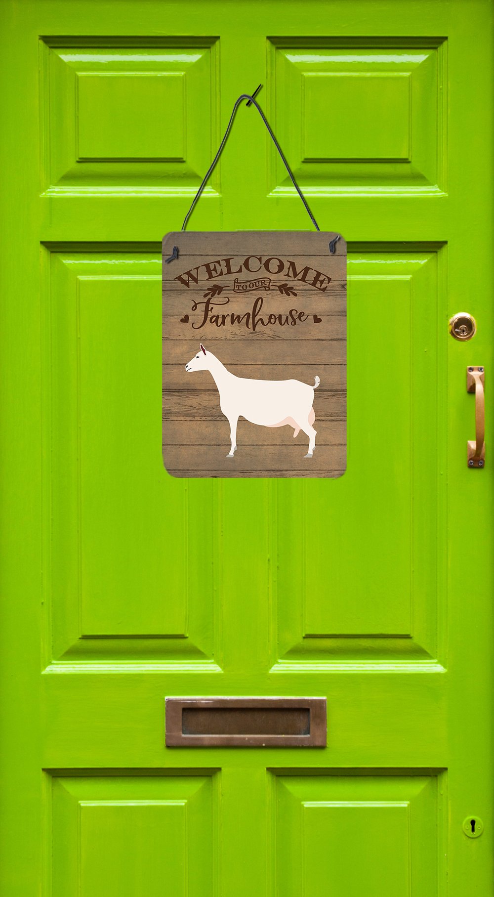 Saanen Goat Welcome Wall or Door Hanging Prints CK6833DS1216 by Caroline's Treasures