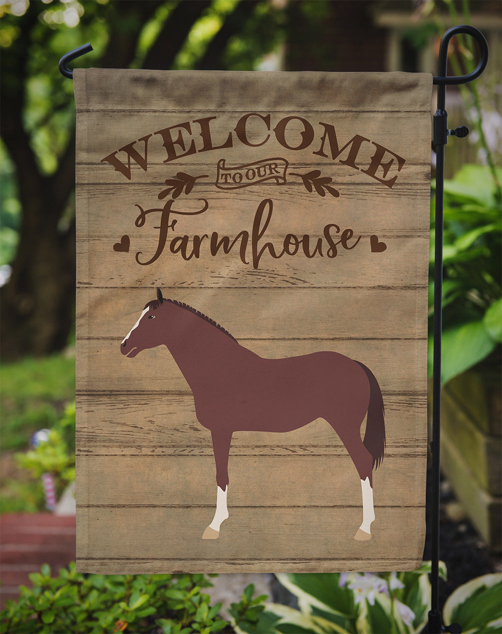 English Thoroughbred Horse Welcome Flag Garden Size CK6857GF  the-store.com.