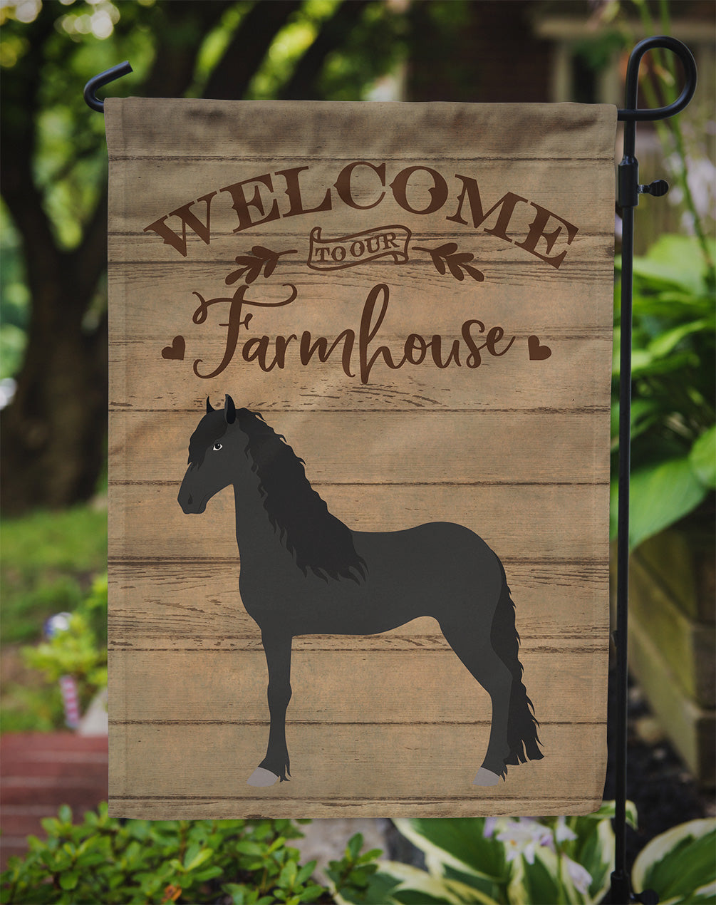 Friesian Horse Welcome Flag Garden Size CK6859GF  the-store.com.