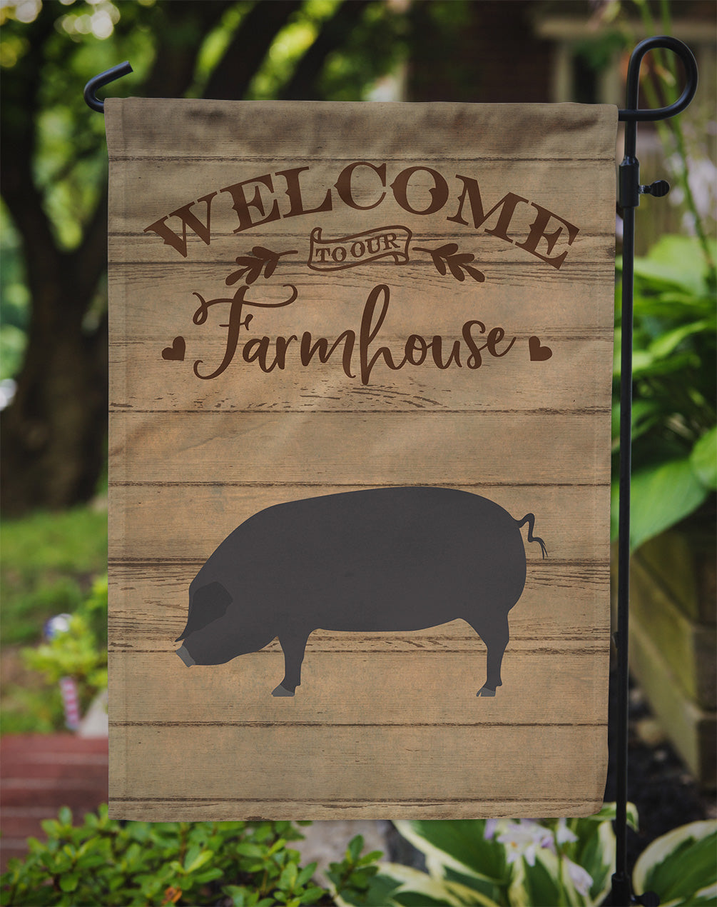 Devon Large Black Pig Welcome Flag Garden Size CK6875GF  the-store.com.