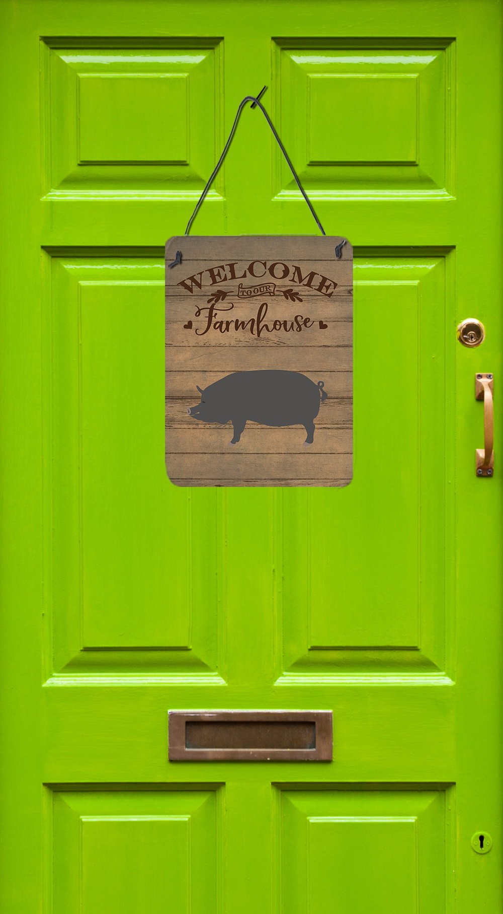 Berkshire Pig Welcome Wall or Door Hanging Prints CK6877DS1216 by Caroline's Treasures