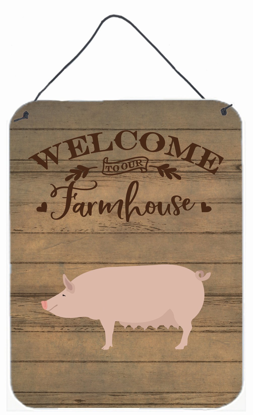 English Large White Pig Welcome Wall or Door Hanging Prints CK6882DS1216 by Caroline's Treasures