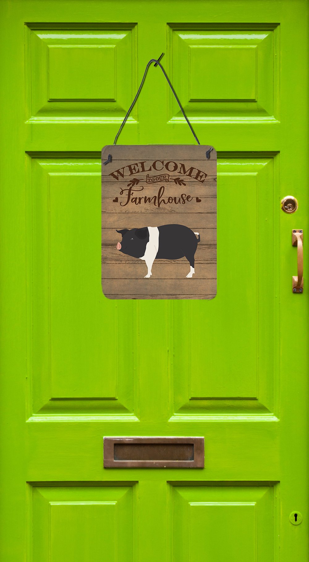 Hampshire Pig Welcome Wall or Door Hanging Prints CK6883DS1216 by Caroline's Treasures