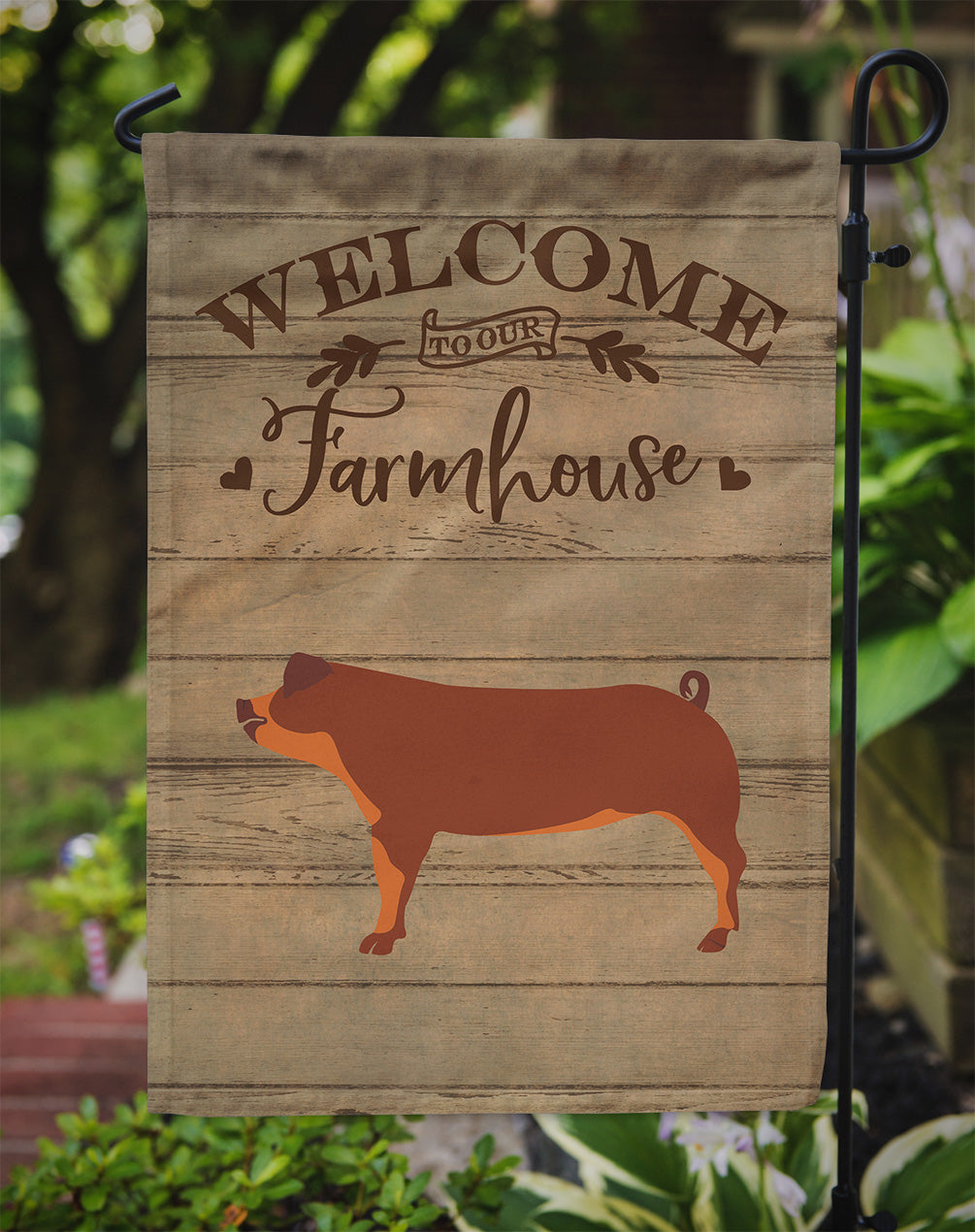 Duroc Pig Welcome Flag Garden Size CK6886GF  the-store.com.