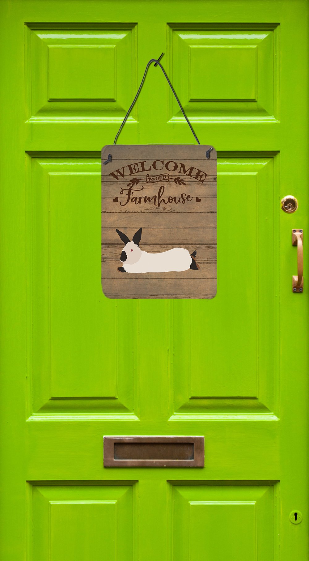 California White Rabbit Welcome Wall or Door Hanging Prints CK6911DS1216 by Caroline's Treasures