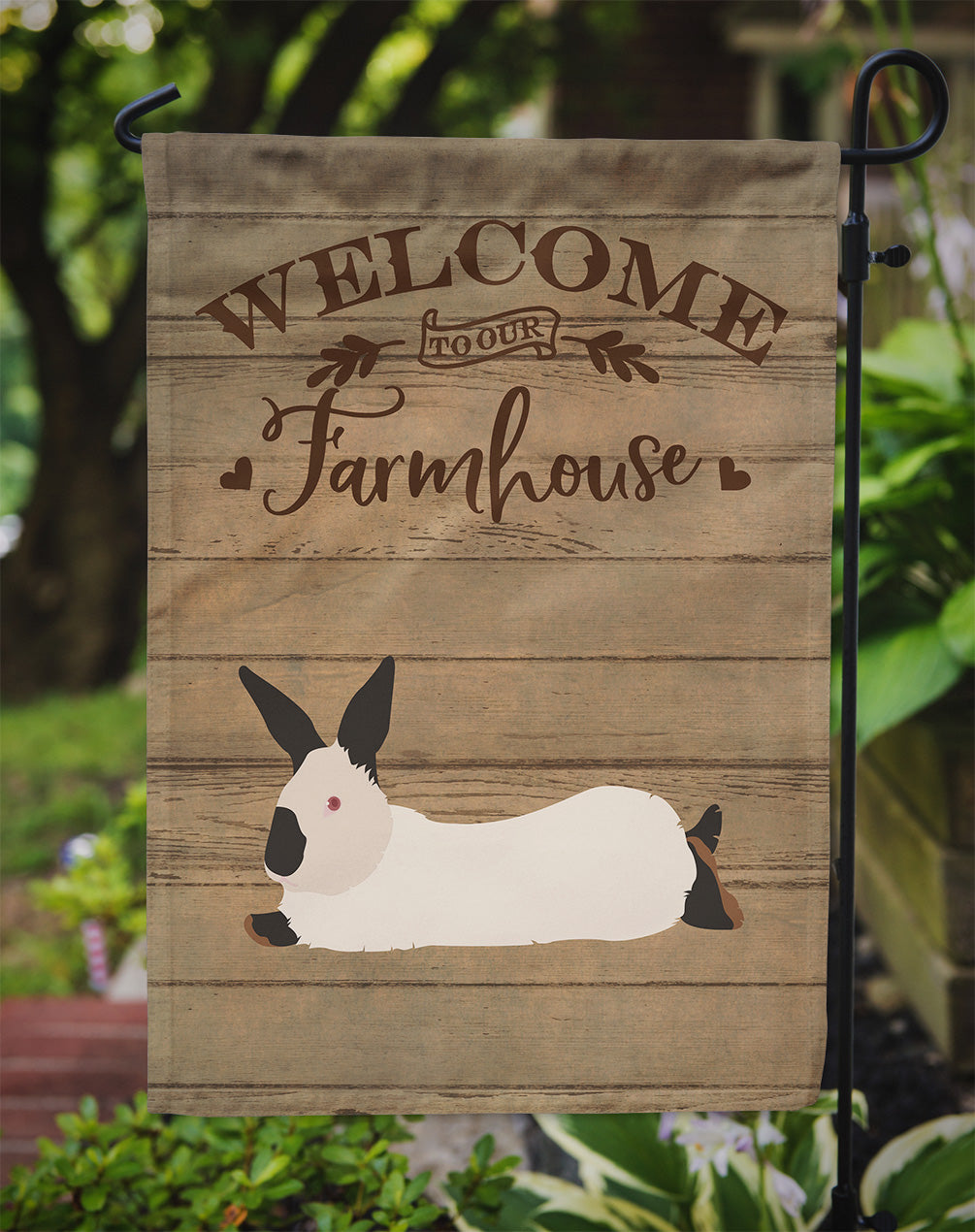 California White Rabbit Welcome Flag Garden Size CK6911GF  the-store.com.