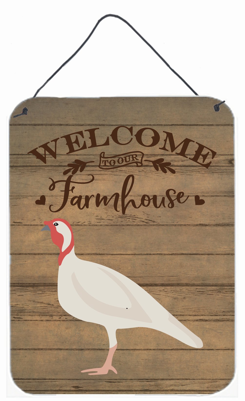 Beltsville Small White Turkey Hen Welcome Wall or Door Hanging Prints CK6933DS1216 by Caroline&#39;s Treasures