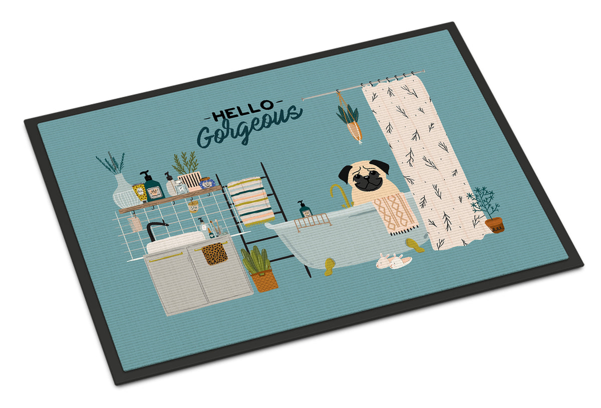 Fawn Pug in Bathtub Indoor or Outdoor Mat 18x27 CK7430MAT - the-store.com