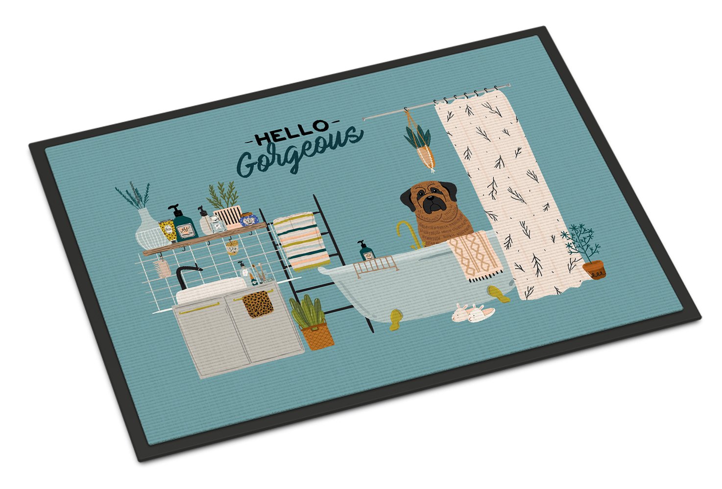 Brindle Mastiff in Bathtub Indoor or Outdoor Mat 24x36 CK7437JMAT by Caroline's Treasures