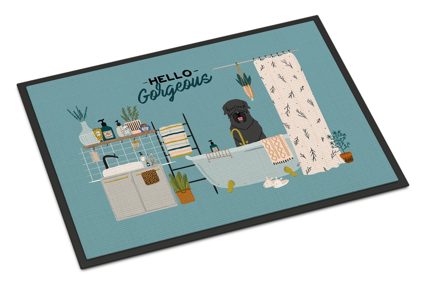 Black Russian Terrier in Bathtub Indoor or Outdoor Mat 24x36 CK7448JMAT by Caroline's Treasures