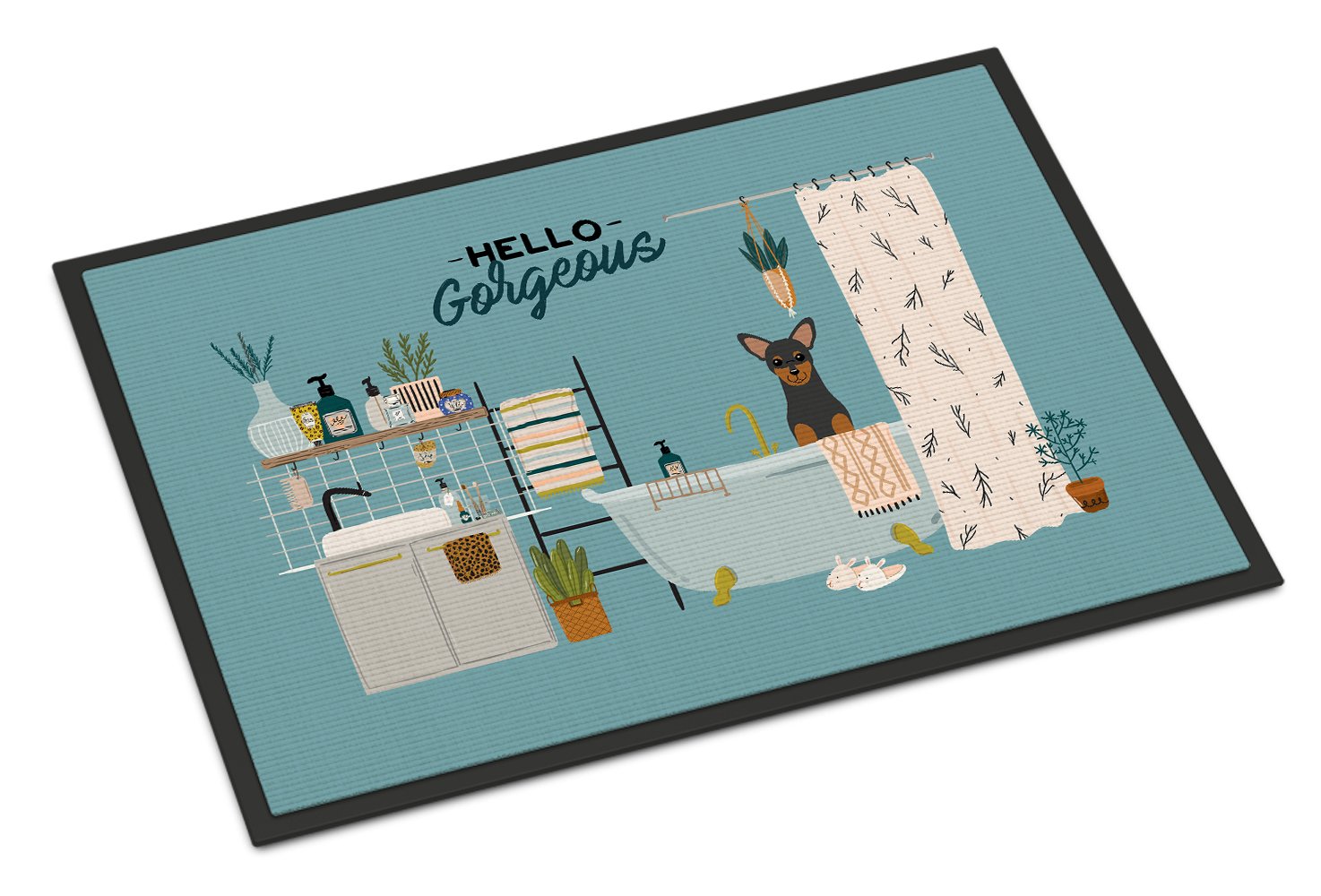 Manchester Terrier in Bathtub Indoor or Outdoor Mat 24x36 CK7450JMAT by Caroline's Treasures