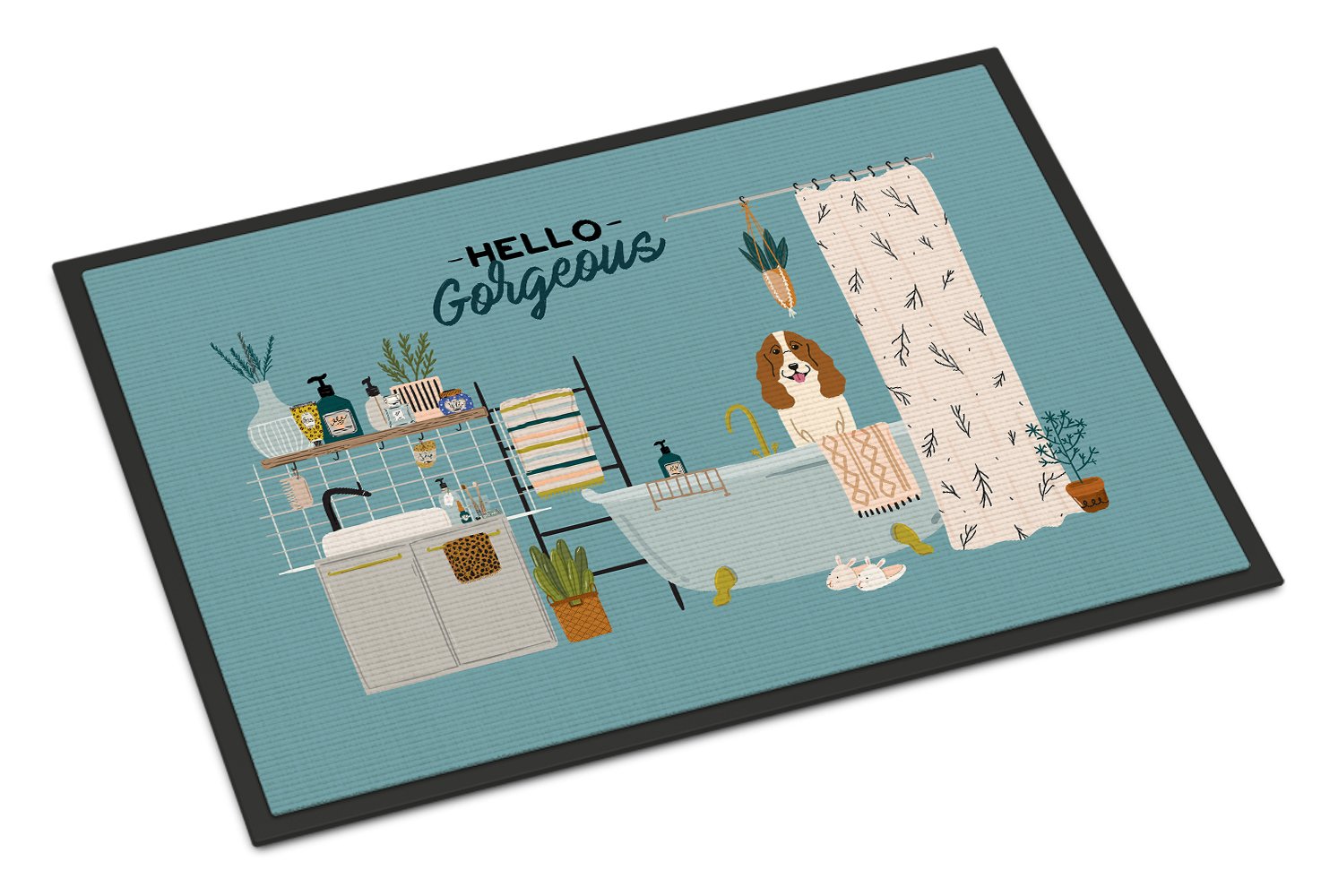 Russian Spaniel in Bathtub Indoor or Outdoor Mat 24x36 CK7453JMAT by Caroline's Treasures