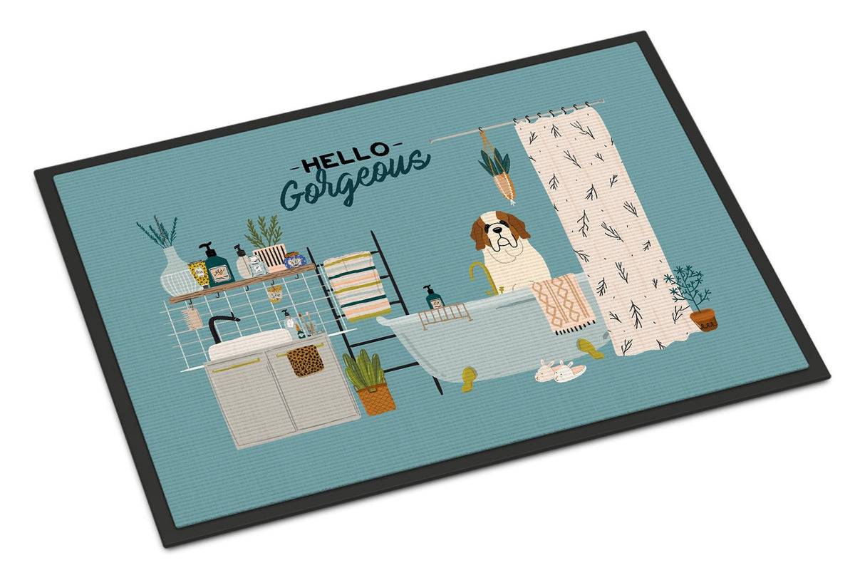 Saint Bernard in Bathtub Indoor or Outdoor Mat 24x36 CK7457JMAT by Caroline&#39;s Treasures