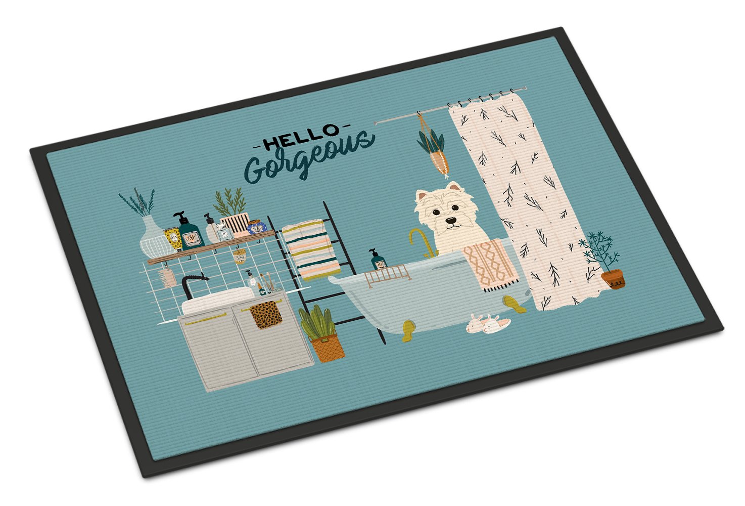 Westie in Bathtub Indoor or Outdoor Mat 24x36 CK7464JMAT by Caroline's Treasures