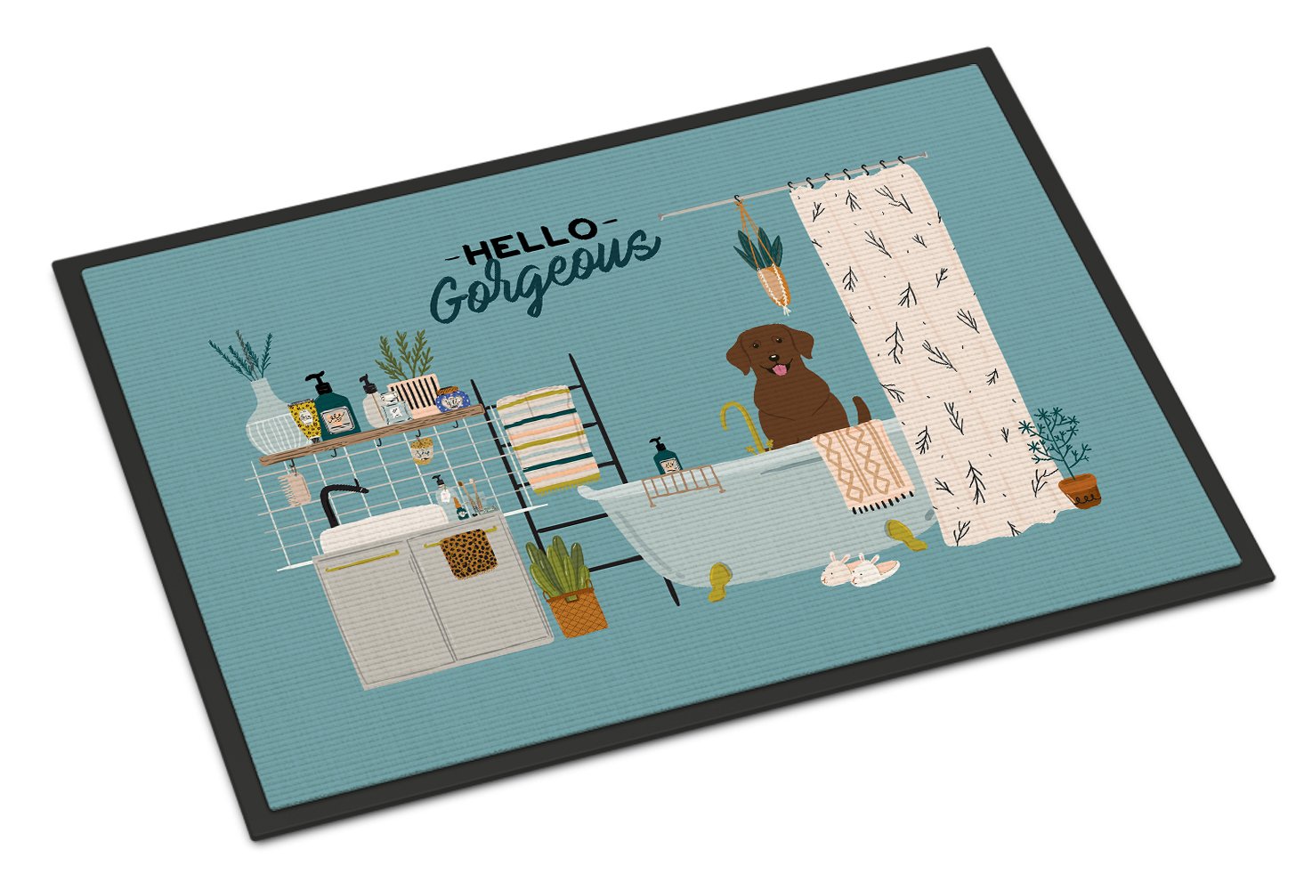 Chocolate Labrador in Bathtub Indoor or Outdoor Mat 24x36 CK7478JMAT by Caroline's Treasures